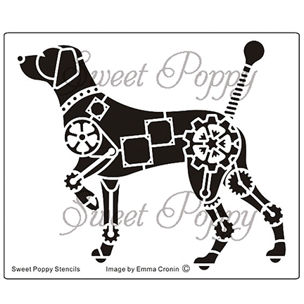 Mechanical Dog Stencil by Sweet Poppy Stencils