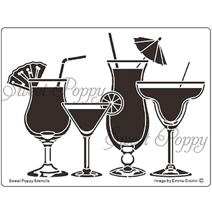 Cocktails Stencil by Sweet Poppy Stencils