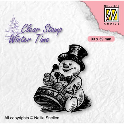 Winter Time Snowman With Drum Stamp by Nellie's Choice
