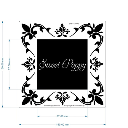 Aperture Ornate Frame Square Stencil by Sweet Poppy Stencils