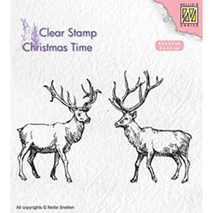 Christmas Time Two Reindeer Stamp by Nellie's Choice