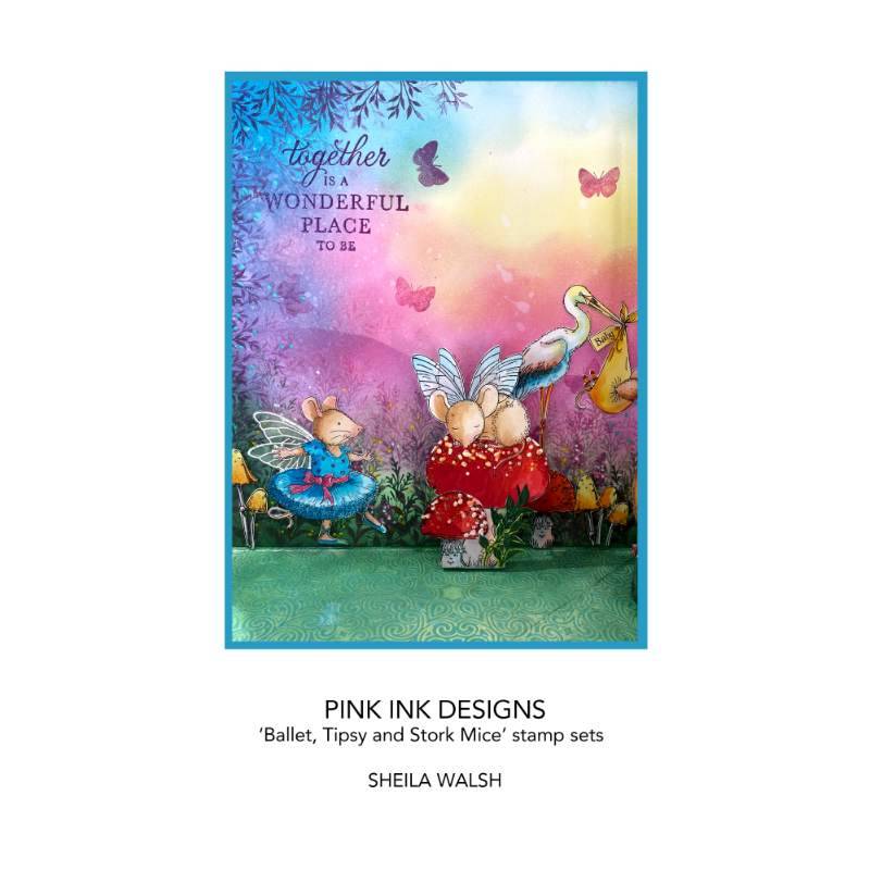 Wee Folk Series "Stork Mouse" A7 Stamp Set by Pink Ink Designs