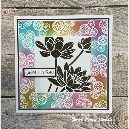 Blooms Aperture Square Stencil by Sweet Poppy Stencils