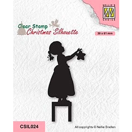 Christmas Silhouette Little Girl Decorating by Nellie's Choice