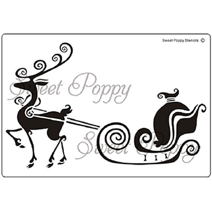 Reindeer & Sleigh Stencil by Sweet Poppy Stencils *Retired*
