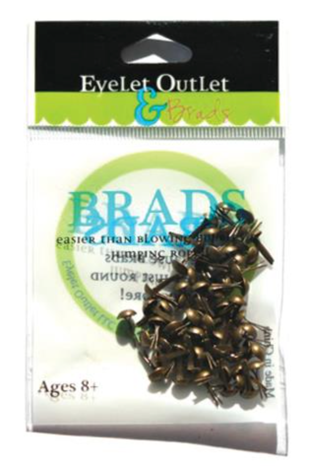 Mini Brads, Brushed Brass, 70 Pack, by Eyelet Outlet