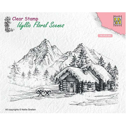 Snowy Landscape with Cottage Stamp by Nellie's Choice