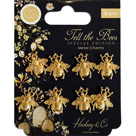 Charm, Gold "Tell The Bees", Set of 8, by Craft Consortium
