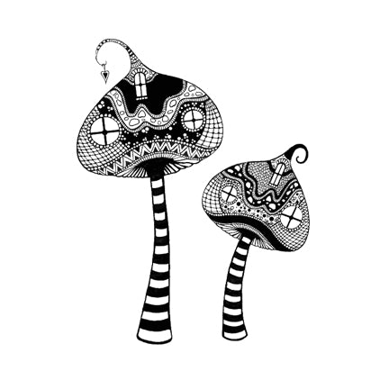 Zen Tall Mushrooms by Lavinia Stamps