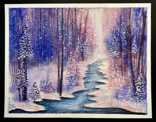 "All is Calm" watercolor and pastel technique - video tutorial