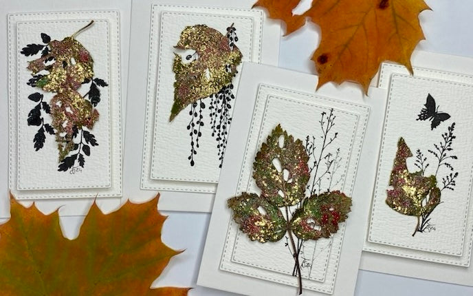 "Autumn Gold" - new technique - heat embossing on real leaves! "Video tutorial"