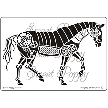 Mechanical Horse Stencil by Sweet Poppy Stencils