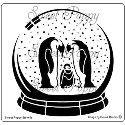 Snow Globe - Penguin Family Stencil by Sweet Poppy Stencils *Retired*