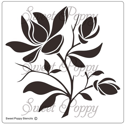Magnolia Stencil by Sweet Poppy Stencils