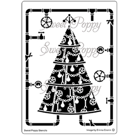 Steampunk Yule-Tool Tree Stencil by Sweet Poppy Stencils *Retired*