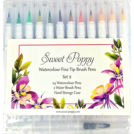 Watercolour Fine Tip Brush Pens, Set 2 by Sweet Poppy Stencils