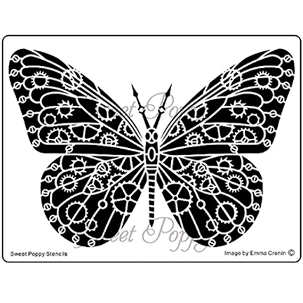 Steampunk Butterfly Stencil by Sweet Poppy Stencils