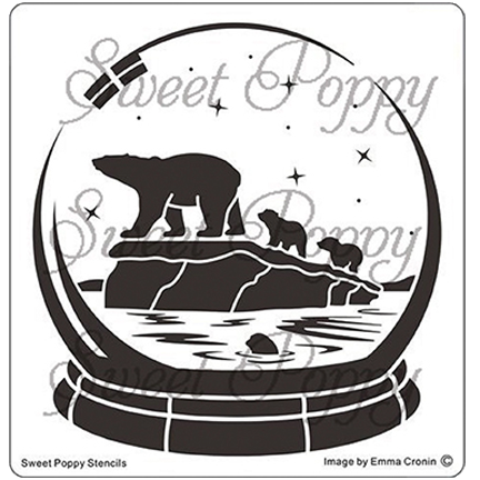 Snow Globe - Polar Bear Family Stencil by Sweet Poppy Stencils *Retired*