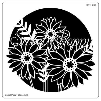 Sunflower Circle Stencil by Sweet Poppy Stencils