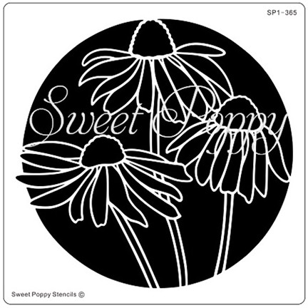 Echinacea Circle Stencil by Sweet Poppy Stencils