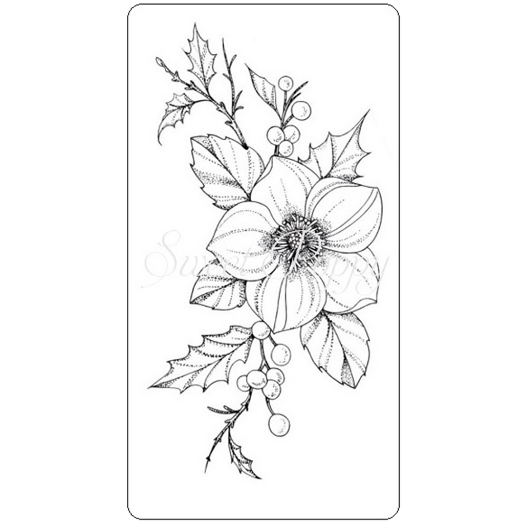 Christmas Rose DL Stamp (Small) by Sweet Poppy Stencils