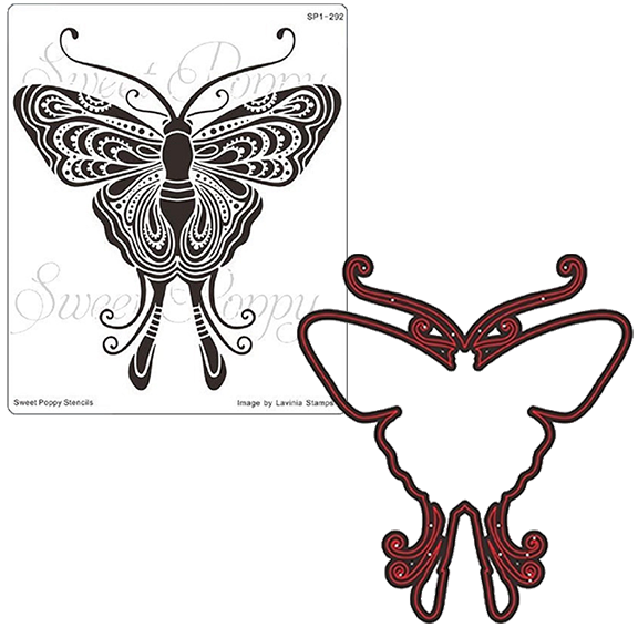 COMBO! Indian Moth Stencil & Buddy Die by Sweet Poppy Stencils *Retired*