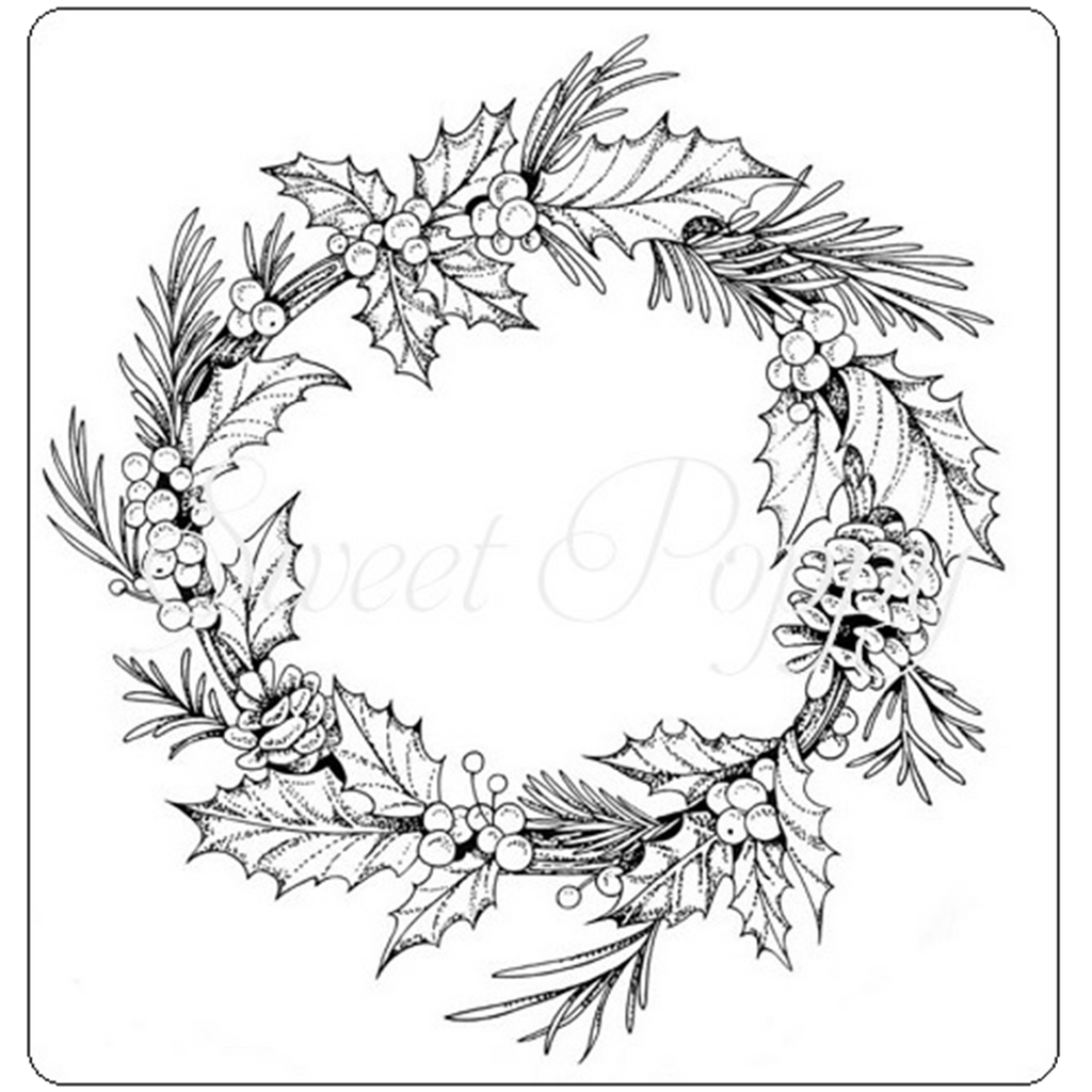 Holly Wreath Stamp by Sweet Poppy Stencils