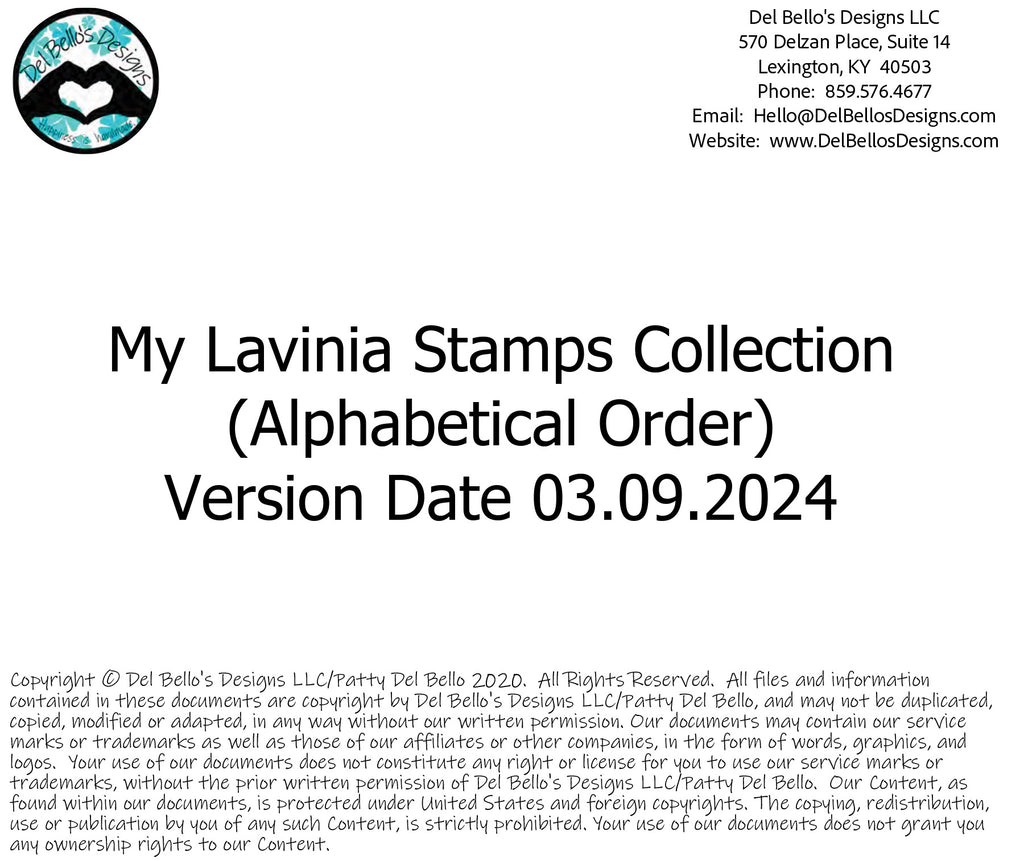 My Lavinia Stamps Collection Inventory Forms PDF File Version 03.09.2024