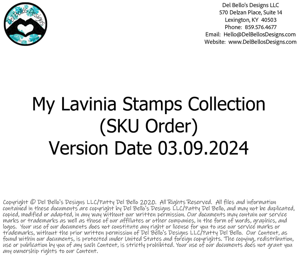 My Lavinia Stamps Collection Inventory Forms Printed Copy Version 03.09.2024