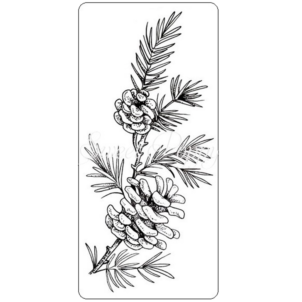 Pinecone Sprig Stamp DL (Small) by Sweet Poppy Stencils