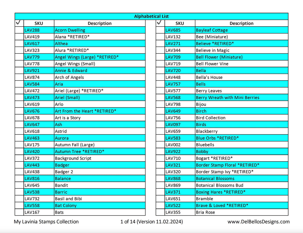 My Lavinia Stamps Collection Inventory Forms PDF File Version 11.02.2024