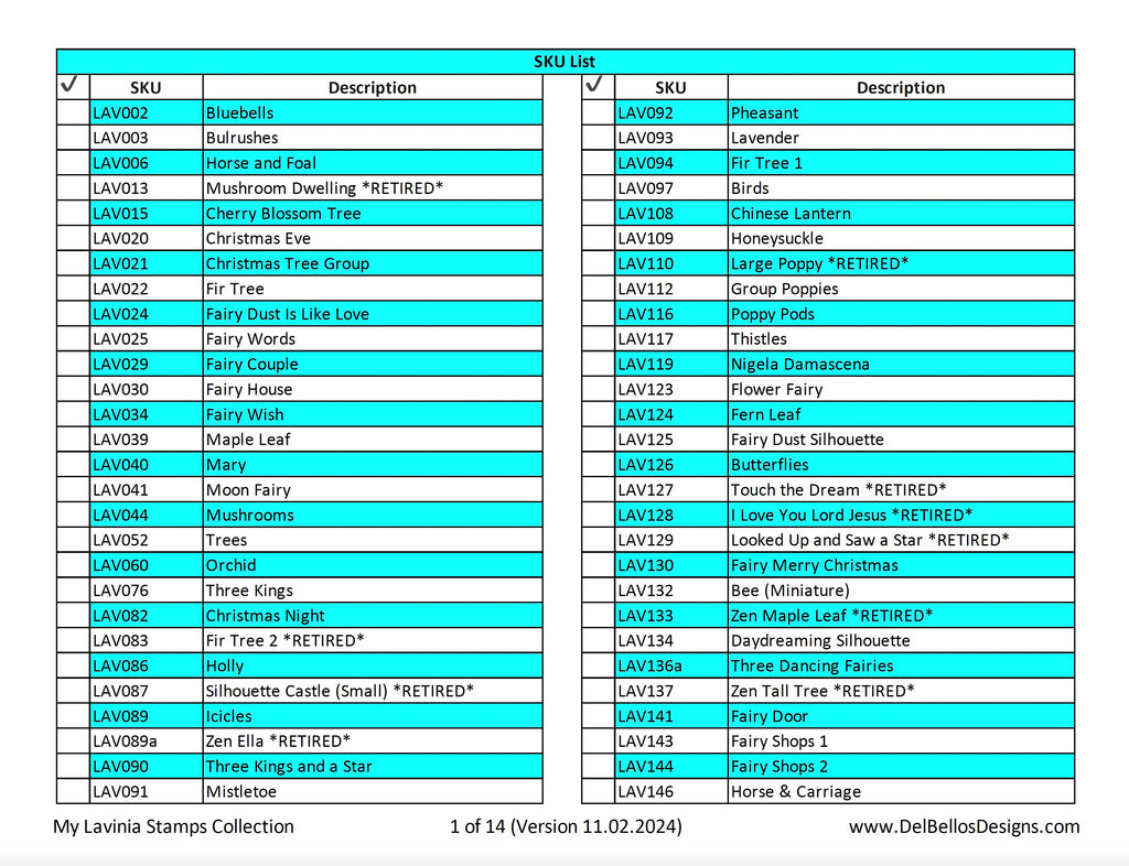 My Lavinia Stamps Collection Inventory Forms PDF File Version 11.02.2024