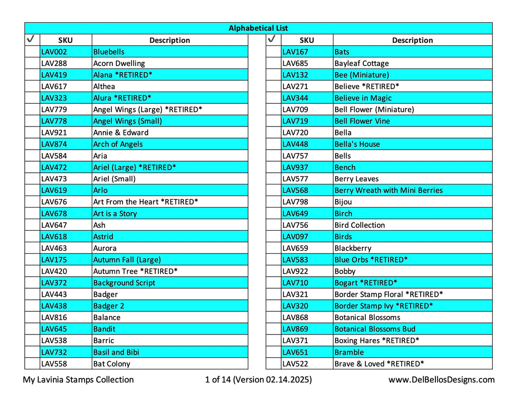 My Lavinia Stamps Collection Inventory Forms PDF File Version 02.14.2025