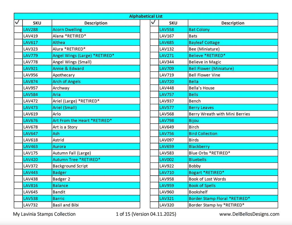 My Lavinia Stamps Collection Inventory Forms PDF File Version 04.11.2025