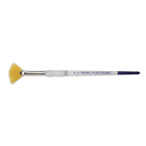 Soft-Grip Golden Taklon Fan Brush, Size 4 by Royal Brush