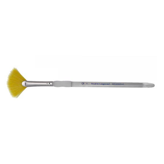 Soft-Grip Golden Taklon Fan Brush, Size 6 by Royal Brush