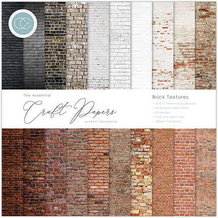 Brick Textures 12" x 12" Premium Paper Pad by Craft Consortium