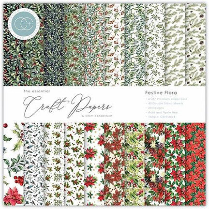 Festive Flora 6" x 6" Premium Paper Pad by Craft Consortium