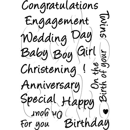 Celebration Sentiments A6 Stamp Set by Card-io