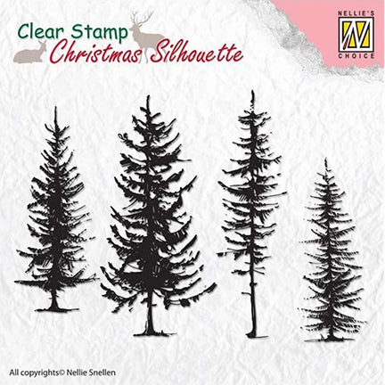 Christmas Silhouette Pine Trees Stamp by Nellie's Choice