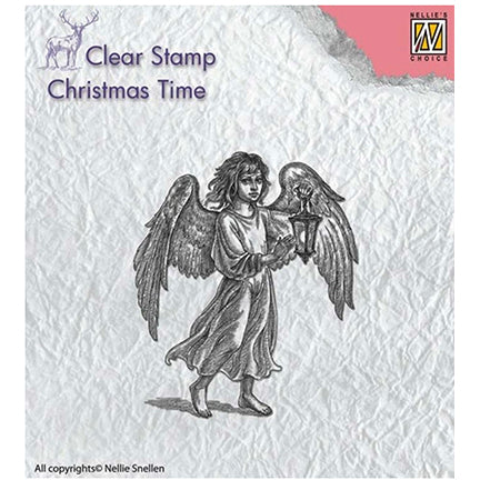 Christmas Time Angel with Lantern Stamp by Nellie's Choice