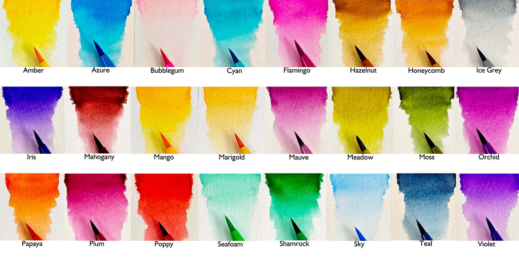 Watercolour Fine Tip Brush Pens, Sets 1 & 2 by Sweet Poppy Stencils