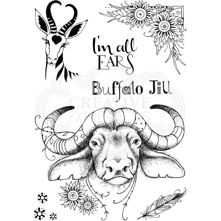 Fauna Series "Buffalo Jill" A5 Stamp Set by Pink Ink Designs