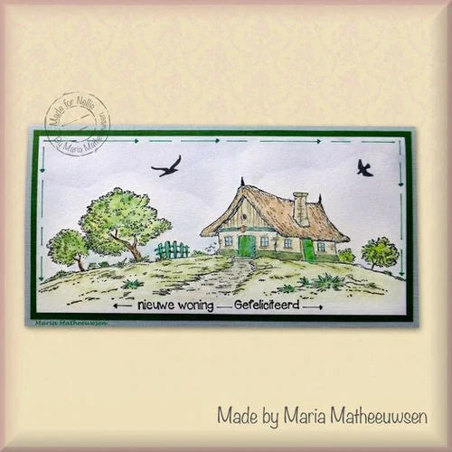 Idyllic Floral Scene Slimline Country House Stamp by Nellie's Choice