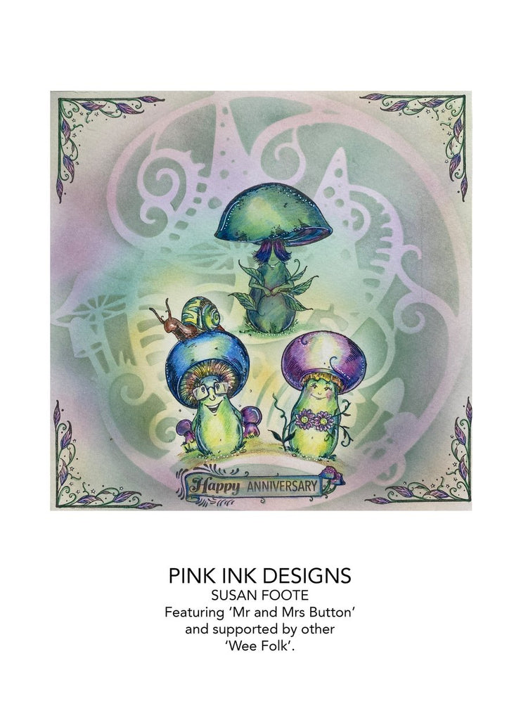 Wee Folk Series "Mr. & Mrs. Button" A6 Stamp Set by Pink Ink Designs