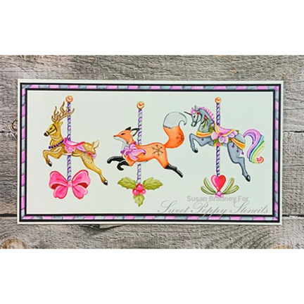 Carousel Unicorn A7 Stamp by Sweet Poppy Stencils *Retired*