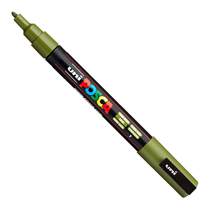 Uni POSCA Khaki Green Fine Bullet Tip Paint Pen by Mitsubishi Pencil
