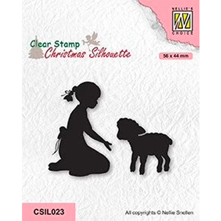 Christmas Silhouette Little Girl With Lamb by Nellie's Choice