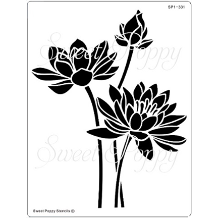Lotus Flowers Stencil by Sweet Poppy Stencils