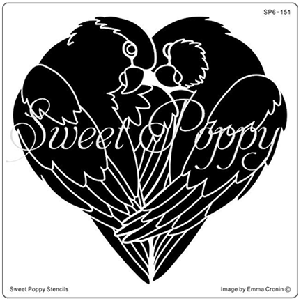 Lovebirds Stencil by Sweet Poppy Stencils